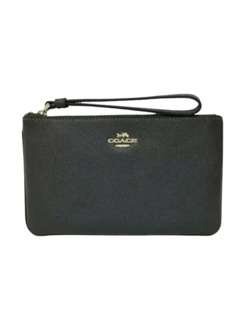 Coach Black Large Crossgrain Leather Wristlet